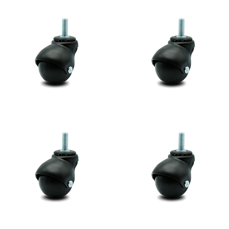 SERVICE CASTER 2 Inch Flat Black Hooded 3/8 Inch Threaded Stem Ball Casters SCC, 4PK SCC-TS01S20-POS-FB-38-4